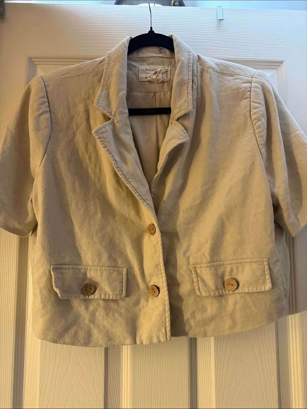Artelier Nicole Miller Short Beige Cotton Blazer